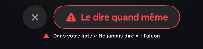 Le dire quand même · Dans votre liste «Ne jamais dire» : Falcon