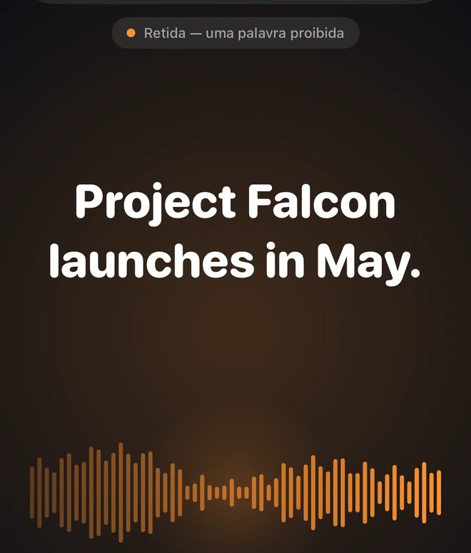 Na sua lista «Nunca dizer»: Falcon