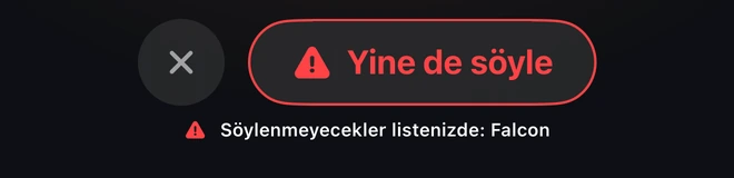 Yine de söyle · Söylenmeyecekler listenizde: Falcon